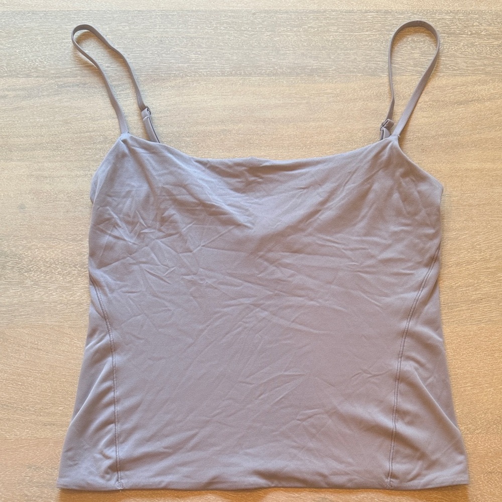 Lulu Wundermost Ultra-Soft Nulu Spaghetti Strap Adjustable Cami Small Mauve Grey